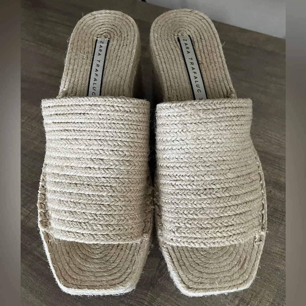 Zara Jute Platform Sandals Size 36 / 6 - Picture 4 of 11